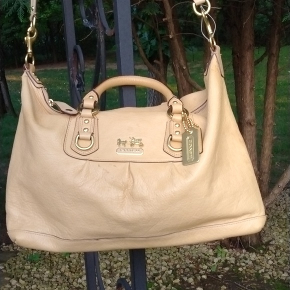 VINTAGE COACH, MADISON SABRINA Large, CAMEL/Gold - Picture 4 of 14